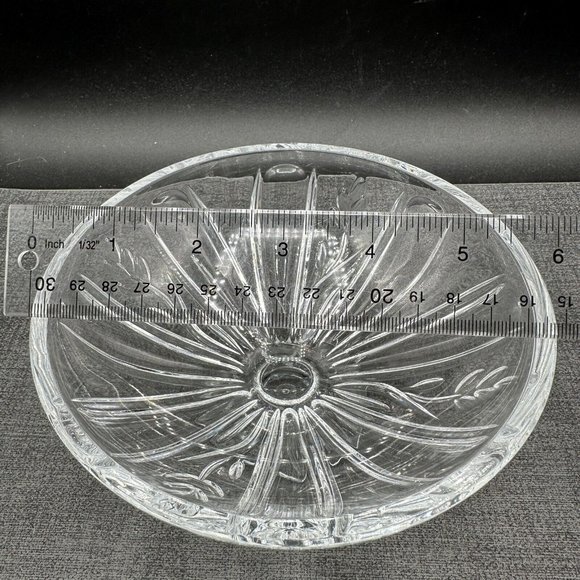 Vintage Crystal Bowl Candy Dish Footed Square Pedestal 24% Lead Czech Floral - Picture 8 of 12